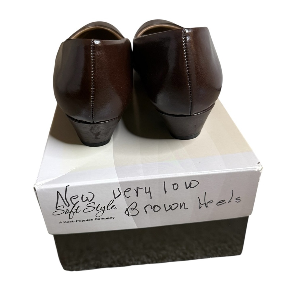 Hush Puppies Brown Leather Slip-On Women's short heels - Picture 4 of 10